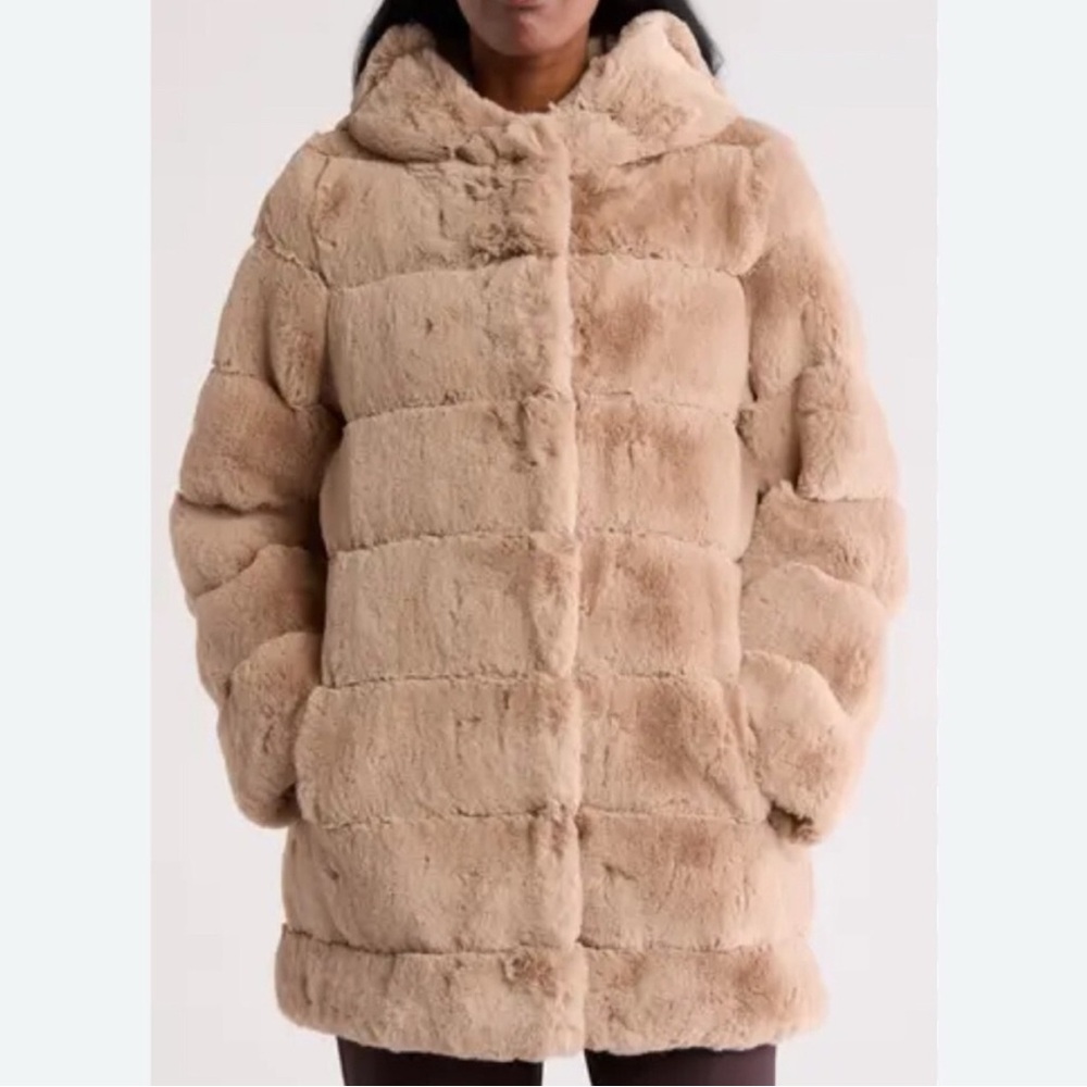 BCBGMaxAzria Plush Tan/Gray Teddy Jacket